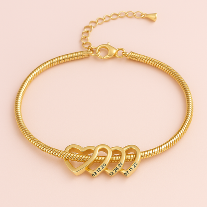 anklet/bracelet with custom engraved heart rings